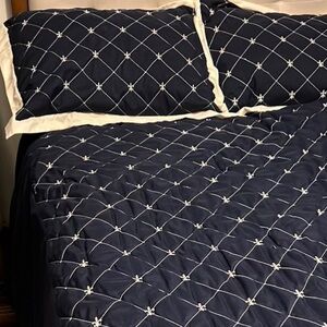 Navy Twin Bedspread Comforter & 2 Shams